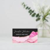 Carte De Visite agate de quartz rose typographie élégante (Debout devant)