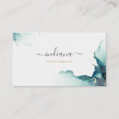 Carte De Visite Agate de script moderne Nom du monogramme (Devant)