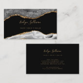 Carte De Visite agate d'or gris aquarelle (Devant / Derrière)