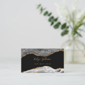 Carte De Visite agate d'or gris aquarelle (Debout devant)
