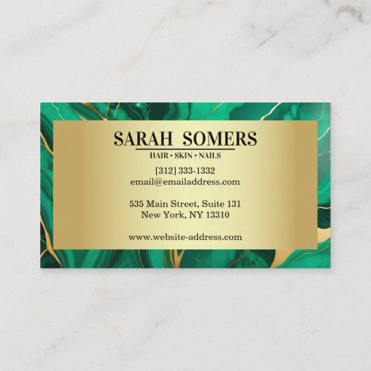 Carte De Visite Agate d'or vert professionnel (Dos)