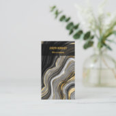 Carte De Visite Agate élégant Noir et Or Vertical (Debout devant)