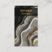 Carte De Visite Agate élégant Noir et Or Vertical (Devant)