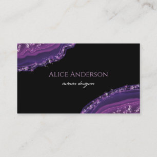 Carte De Visite Agate Élégante Violet Noir Designer