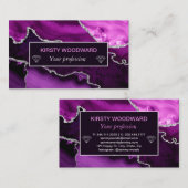 Carte De Visite Agate en marbre de Parties scintillant violet et d (Devant / Derrière)
