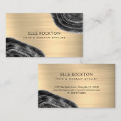 Carte De Visite Agate Geode Gold Construction de métal Noir Onyx (Devant / Derrière)