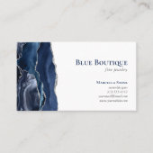 Carte De Visite Agate Geode Joaillier Designer Marine Blue Silver (Devant)