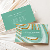 Carte De Visite Agate Geode Mint Green Gold Faux Parties scintilla