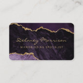 Carte De Visite Agate Gold Violet Microblading Coins Arrondis (Devant)