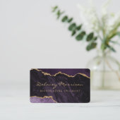 Carte De Visite Agate Gold Violet Microblading Coins Arrondis (Debout devant)