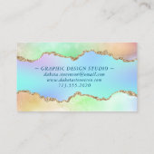 Carte De Visite Agate Holo | Faux Iridescente Pastel Ombre Marble (Dos)