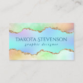 Carte De Visite Agate Holo | Faux Iridescente Pastel Ombre Marble (Devant)