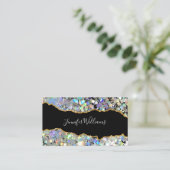 Carte De Visite Agate Holographic Glitter Makeup Artist QR Code (Debout devant)