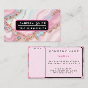 Carte De Visite Agate Marble Moderne Blue Rose Gold Collection