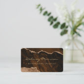 Carte De Visite Agate Microblading Or Brun Doré Arrondi (Debout devant)