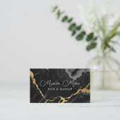 Carte De Visite Agate Noir Marbre Maquillage Artiste Beauté Salon (Debout devant)