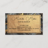 Carte De Visite Agate Noir Marbre Maquillage Artiste Beauté Salon (Dos)