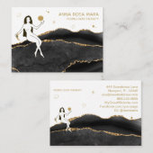 Carte De Visite *~* Agate noir - Parties scintillant d'or céleste  (Devant / Derrière)