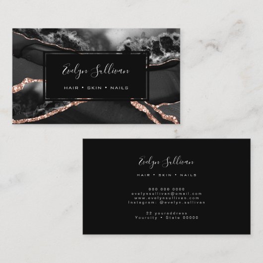 Carte De Visite agate noire (Devant / Derrière)