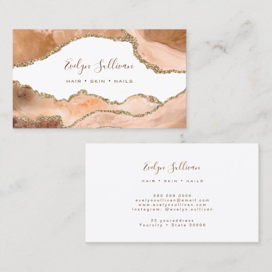 Carte De Visite agate orange élégante (Devant / Derrière)