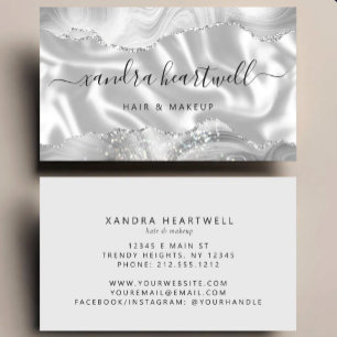 Carte De Visite Agate Pailleté Gris Argent Luxe Styliste