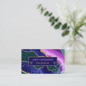 Carte De Visite Agate Pailletée Or Violet, Rose & Sarcelle (Debout devant)