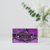 Carte De Visite Agate Pailletée Violet et Argent (Debout devant)