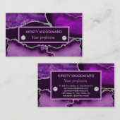 Carte De Visite Agate Pailletée Violet et Argent (Devant / Derrière)