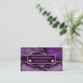 Carte De Visite Agate pailletée violette et or (Debout devant)