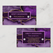 Carte De Visite Agate pailletée violette et or (Devant / Derrière)