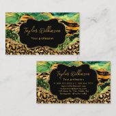 Carte De Visite Agate Poster de animal Gold et Green Safari (Devant / Derrière)