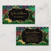 Carte De Visite Agate Poster de animal Safari vert (Devant / Derrière)