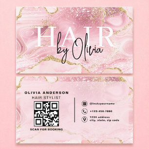 Carte De Visite Agate QR Code Hair Styliste Typographie moderne