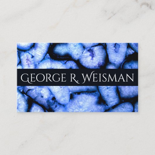 Carte De Visite Agate Quartz Bleu, géodes bleues, motif abstrait (Devant)