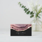 Carte De Visite agate rose poussiéreuse sur noir (Debout devant)