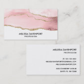 Carte De Visite Agate rose vierge avec ruban or Élégant (Devant / Derrière)