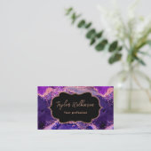 Carte De Visite Agate Sequins Rose et Violet Foncé (Debout devant)