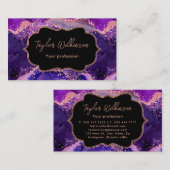 Carte De Visite Agate Sequins Rose et Violet Foncé (Devant / Derrière)