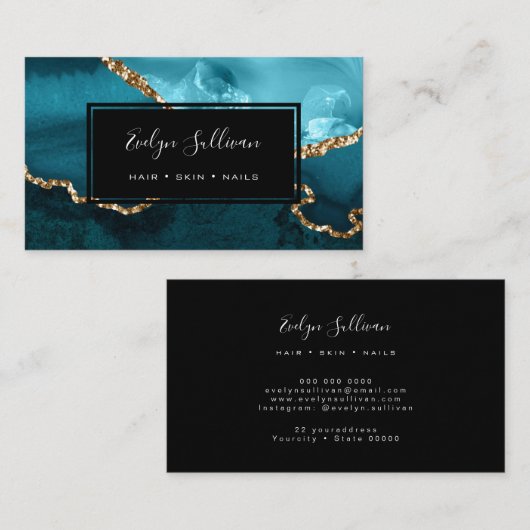 Carte De Visite Agate turquoise (Devant / Derrière)