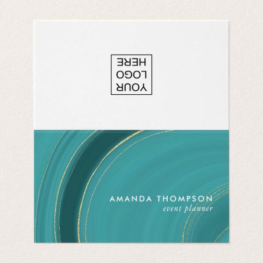 Carte De Visite Agate Turquoise et Or (Extérieur déplié)