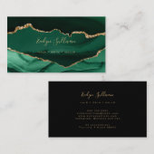 Carte De Visite agate vert émeraude et or (Devant / Derrière)