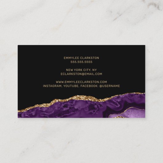 Carte De Visite Agate violet or (Dos)