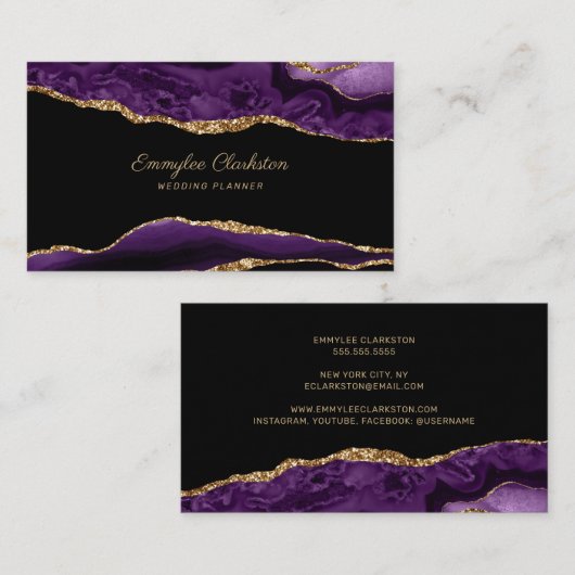 Carte De Visite Agate violet or (Devant / Derrière)