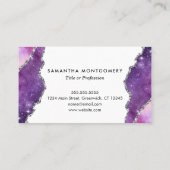Carte De Visite Agate Violet Rose Argent Professionnel (Dos)