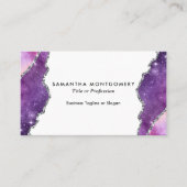 Carte De Visite Agate Violet Rose Argent Professionnel (Devant)