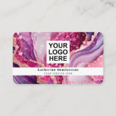 Carte De Visite Agate violette glamour & logo code QR (Devant)