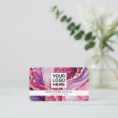 Carte De Visite Agate violette glamour & logo code QR (Debout devant)