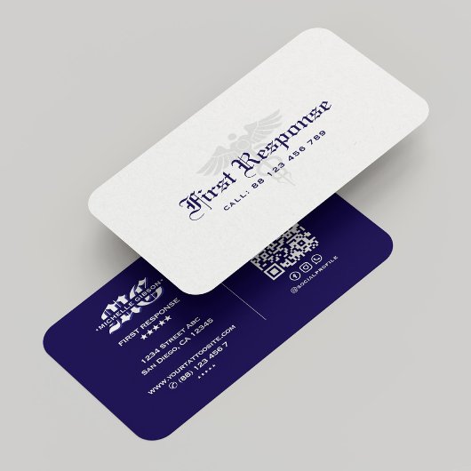 Carte De Visite Agence de première intervention minimale bleu fonc