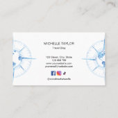 Carte De Visite Agence de Voyage Blog World Map Compass (Dos)