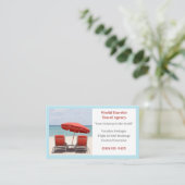 Carte De Visite Agence de Voyage Blue Agent Red Beach Chaises (Debout devant)